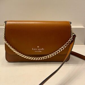 Kate Spade Brown Crossbody Bag with Gold Chain